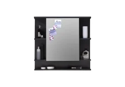 Chb Collection Miroir mural avec étagère - Mélaminé - Noir - 72 - 76 - 20 cm* Miroir Simple