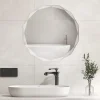 Giantex Miroir Mural de Salle de Bain Film Antidéflagrant Vis d'Expansion et Crochets de Suspension Miroir de Maquillage Rond