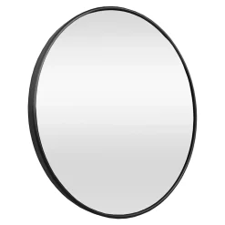 Helloshop26 Miroir mural diamètre 40 cm cadre aluminium noir* Miroir Simple