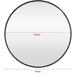 Helloshop26 Miroir mural diamètre 40 cm cadre aluminium noir* Miroir Simple
