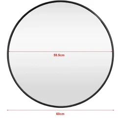 Helloshop26 Miroir mural diamètre 60 cm cadre aluminium noir* Miroir Simple
