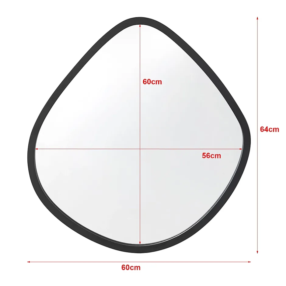 Helloshop26 Miroir mural forme arrondie 64 x noir* Miroir Simple