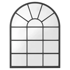 Helloshop26 Miroir mural forme fenêtre arrondie 80 noir* Miroir Simple
