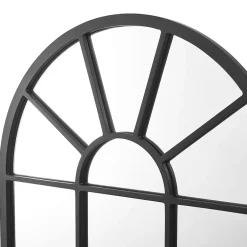 Helloshop26 Miroir mural forme fenêtre arrondie 80 noir* Miroir Simple