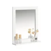 Sobuy Miroir Mural Meuble Salle de Bain avec 1 étage plateau, FRG129-W,* Armoire De Toilette