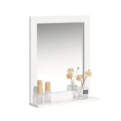 Sobuy Miroir Mural Meuble Salle de Bain avec 1 étage plateau, FRG129-W,* Armoire De Toilette