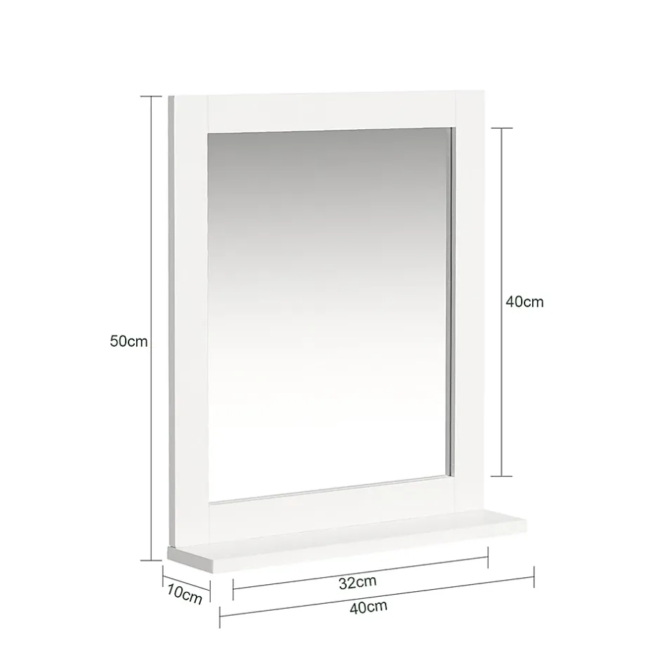 Sobuy Miroir Mural Meuble Salle de Bain avec 1 étage plateau, FRG129-W,* Armoire De Toilette