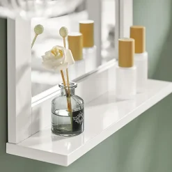 Sobuy Miroir Mural Meuble Salle de Bain avec 1 étage plateau, FRG129-W,* Armoire De Toilette