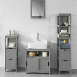 Sobuy Miroir Mural Meuble Salle de Bain avec 1 étage Plateau, FRG129-SG,* Armoire De Toilette