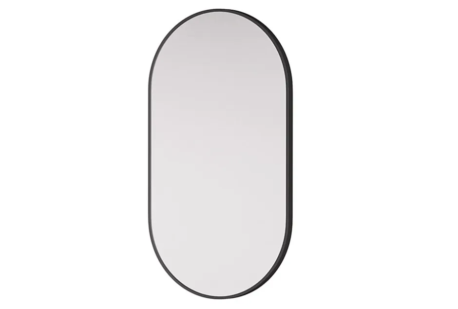 Bernstein Miroir mural oval design de salle de bain avec cadre en aluminium noir - 8144B - 55x100cm