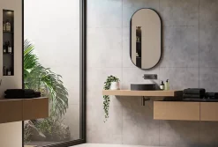 Bernstein Miroir mural oval design de salle de bain avec cadre en aluminium noir - 8144B - 55x100cm