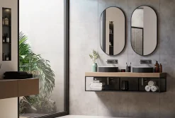 Bernstein Miroir mural oval design de salle de bain avec cadre en aluminium noir - 8144B - 55x100cm