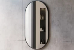 Bernstein Miroir mural oval design de salle de bain avec cadre en aluminium noir - 8144B - 55x100cm