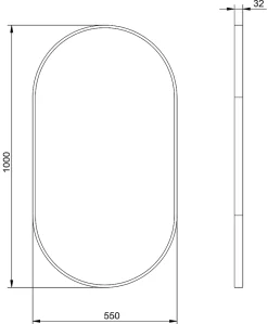 Bernstein Miroir mural oval design de salle de bain avec cadre en aluminium noir - 8144B - 55x100cm