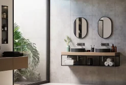 Bernstein Miroir mural oval design de salle de bain avec cadre en aluminium noir - 8144B - 40x60cm