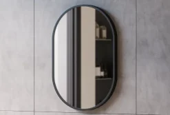 Bernstein Miroir mural oval design de salle de bain avec cadre en aluminium noir - 8144B - 40x60cm