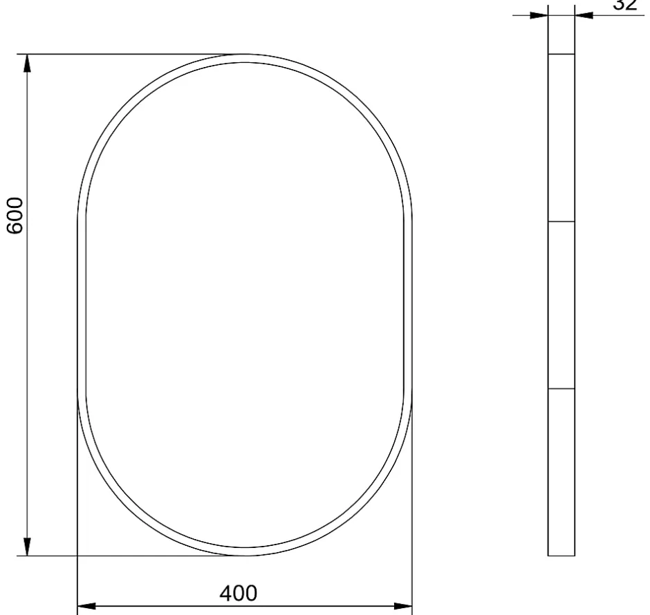 Bernstein Miroir mural oval design de salle de bain avec cadre en aluminium noir - 8144B - 40x60cm
