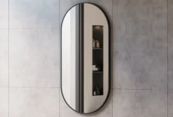 Bernstein Miroir mural oval design de salle de bain avec cadre en aluminium noir - 8144B - 60x120cm* Miroir Simple