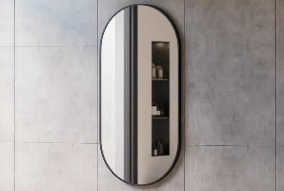 Bernstein Miroir mural oval design de salle de bain avec cadre en aluminium noir - 8144B - 60x120cm* Miroir Simple