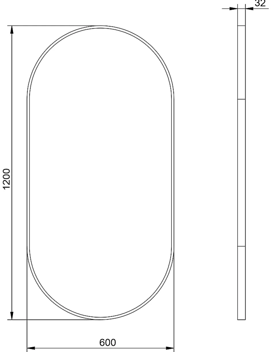 Bernstein Miroir mural oval design de salle de bain avec cadre en aluminium noir - 8144B - 60x120cm* Miroir Simple