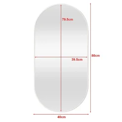 Helloshop26 Miroir mural ovale 40 x 80 blanc* Miroir Simple