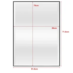 Helloshop26 Miroir mural rectangulaire 72 x 52 noir* Miroir Simple