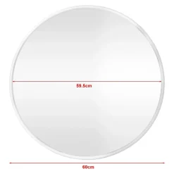 Helloshop26 Miroir mural rond 60 cm blanc blanc* Miroir Simple