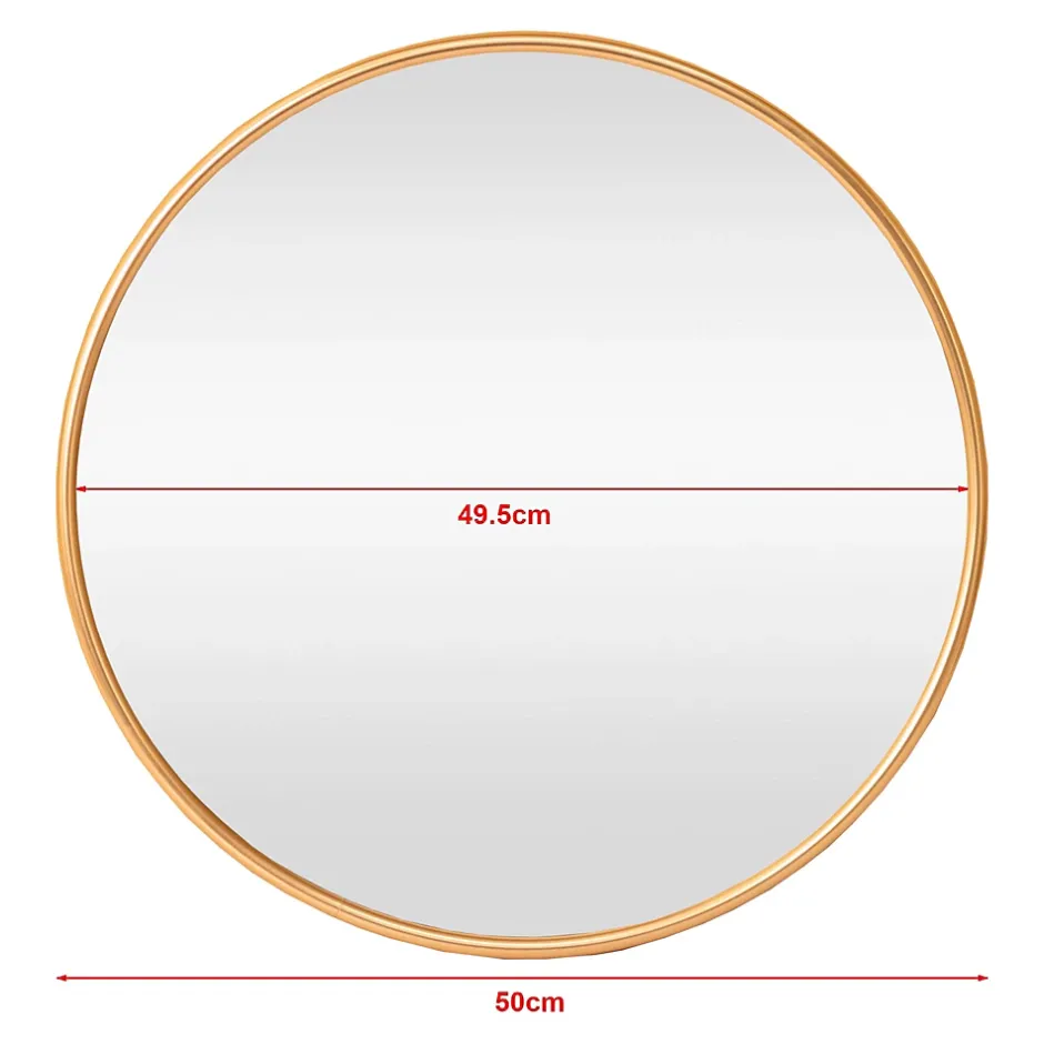 Helloshop26 Miroir mural rond 50 cm dore