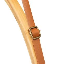 5Five Miroir mural rond avec lanière en cuir D50cm - Marron-