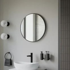 Bernstein Miroir mural rond design de salle de bain, cadre en aluminium, verre 4mm - 8232 - Couleur et Noir, 60cm