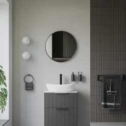 Bernstein Miroir mural rond design de salle de bain, cadre en aluminium, verre 4mm - 8232 - Couleur et Noir, 60cm