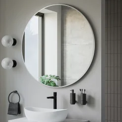 Bernstein Miroir mural rond design de salle de bain, cadre en aluminium, verre 4mm - 8232 - Couleur et Blanc, 100cm* Miroir Simple