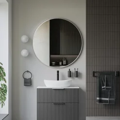 Bernstein Miroir mural rond design de salle de bain, cadre en aluminium, verre 4mm - 8232 - Couleur et Blanc, 100cm* Miroir Simple
