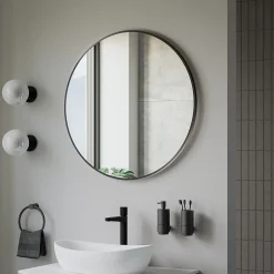 Bernstein Miroir mural rond design de salle de bain, cadre en aluminium, verre 4mm - 8232 - Couleur et Noir, 80cm