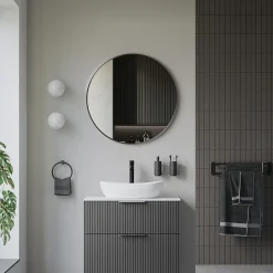 Bernstein Miroir mural rond design de salle de bain, cadre en aluminium, verre 4mm - 8232 - Couleur et Noir, 80cm