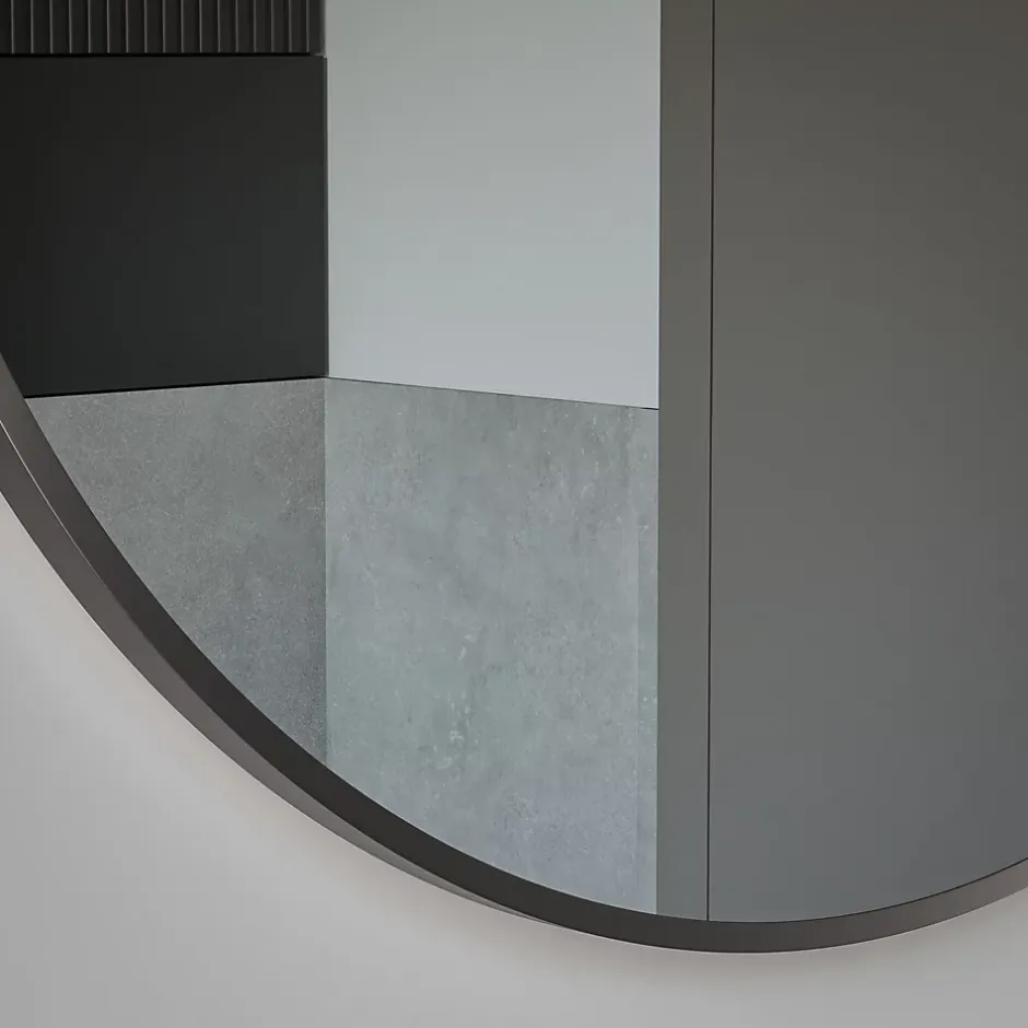 Bernstein Miroir mural rond design de salle de bain, cadre en aluminium, verre 4mm - 8232 - Couleur et Noir, 80cm