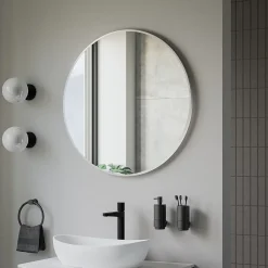 Bernstein Miroir mural rond design de salle de bain, cadre en aluminium, verre 4mm - 8232 - Couleur et Blanc, 80cm* Miroir Simple