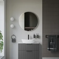 Bernstein Miroir mural rond design de salle de bain, cadre en aluminium, verre 4mm - 8232 - Couleur et Blanc, 80cm* Miroir Simple