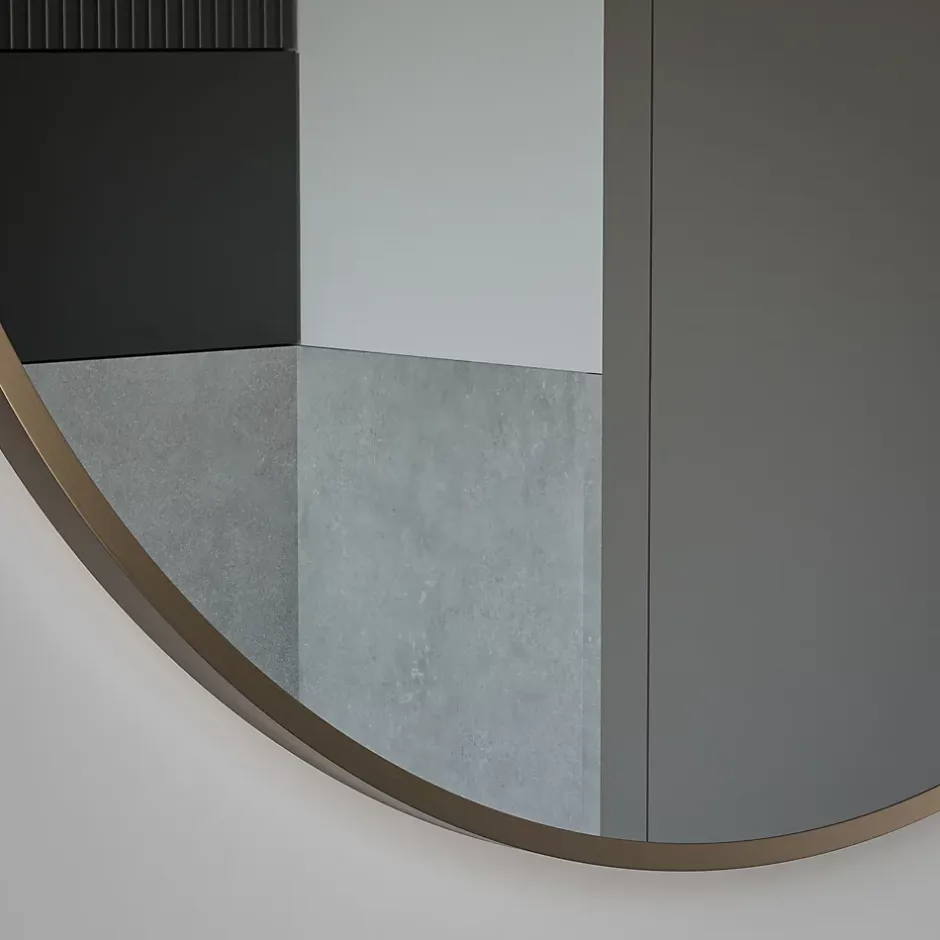 Bernstein Miroir mural rond design de salle de bain, cadre en aluminium, verre 4mm - 8232 - Couleur et 80cm, Or* Miroir Simple