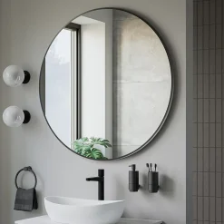Bernstein Miroir mural rond design de salle de bain, cadre en aluminium, verre 4mm - 8232 - Couleur et Noir, 100cm