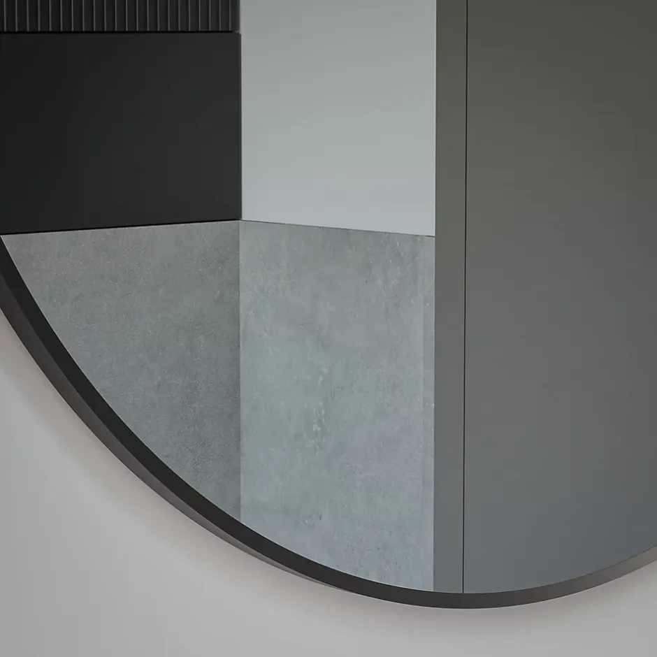 Bernstein Miroir mural rond design de salle de bain, cadre en aluminium, verre 4mm - 8232 - Couleur et Noir, 100cm