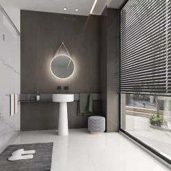 Bernstein Miroir mural rond salle de bain lumineux LED suspendu, fontion chauffante anti-buée et lumière réglable, Diamètre 60 cm, 2884