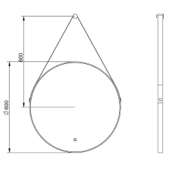 Bernstein Miroir mural rond salle de bain lumineux LED suspendu, fontion chauffante anti-buée et lumière réglable, Diamètre 60 cm, 2884