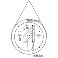 Bernstein Miroir mural rond salle de bain lumineux LED suspendu, fontion chauffante anti-buée et lumière réglable, Diamètre 60 cm, 2884
