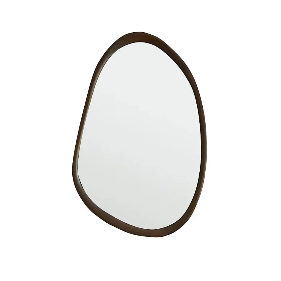Berah Getah Miroir organique en mindi massif finition noyer 60x90 cm* Miroir Simple