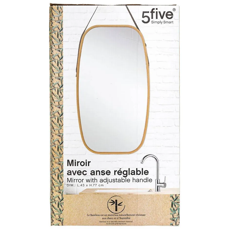 5Five Miroir ovale lanière cuir 77x43cm -