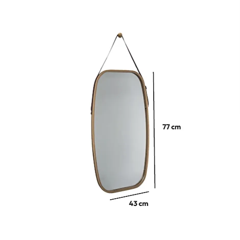 5Five Miroir ovale lanière cuir 77x43cm -