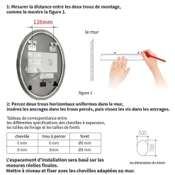 Saniland Miroir ovale LED 50x70 cm lumière dimmable 2700 6000 K, zone anti-buée et minuterie 60 min* Miroir Lumineux