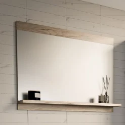 [En.Casa] Miroir pour salle de bains Krildihana 60 x 50 x 12 cm effet chêne en.casa* Miroir Simple