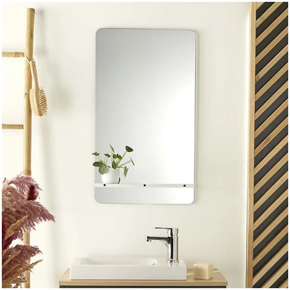 Mob-In Miroir rectangulaire 40 x 70 cm SIMONA avec tablette en métal